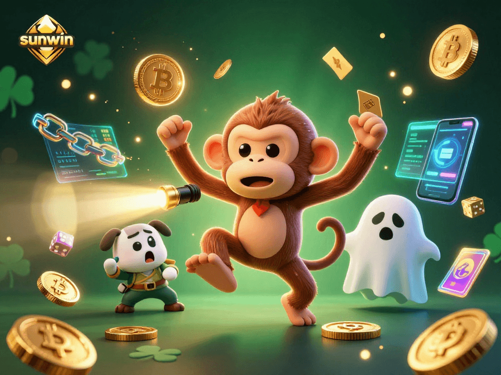 Experience thrills with sunwin in this dynamic haunted casino scene featuring ghostly elements and crypto treasures.