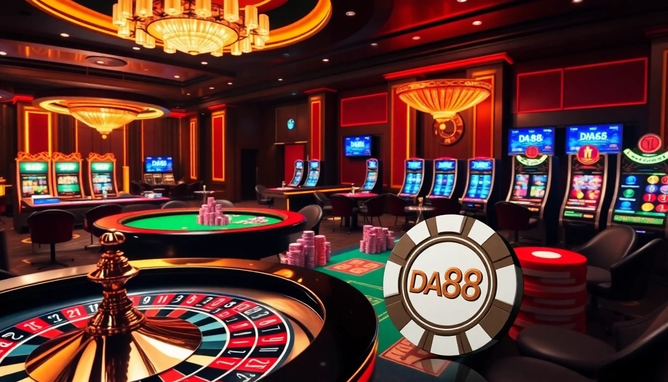 Engage with the thrilling atmosphere of luxury gambling at a casino highlighting da88 poker strategies.