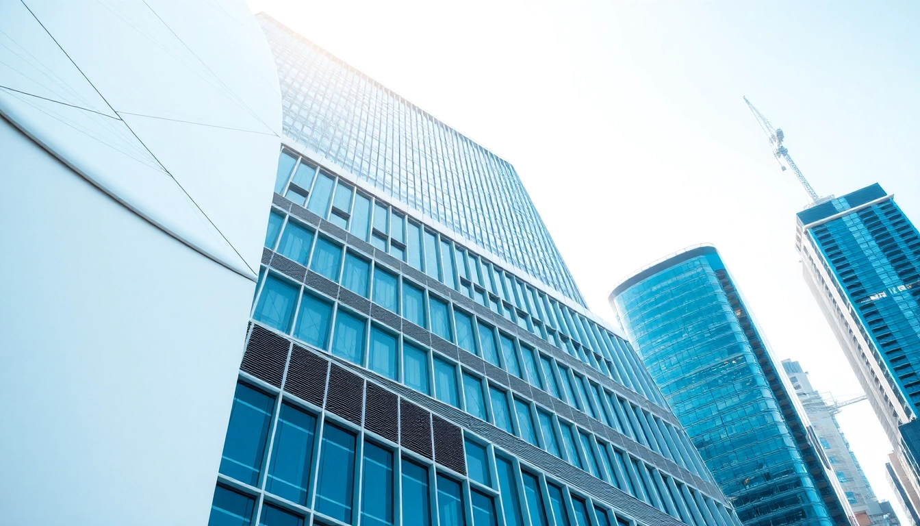 Architektur visualisierung eines modernen Gebäudes mit beeindruckenden Details und städtischem Hintergrund.