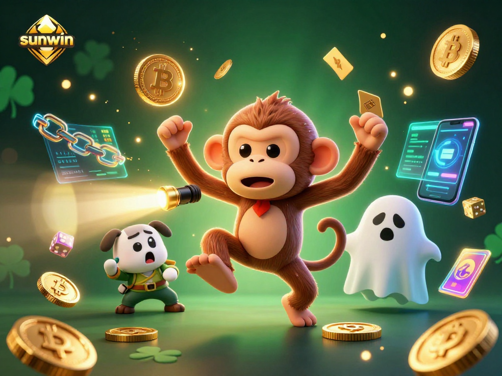 Experience thrills with sunwin in this dynamic haunted casino scene featuring ghostly elements and crypto treasures.