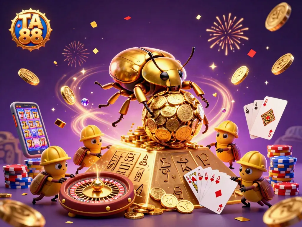 Experience the excitement of TA 88 with dazzling casino elements and vibrant 3D illustrations.