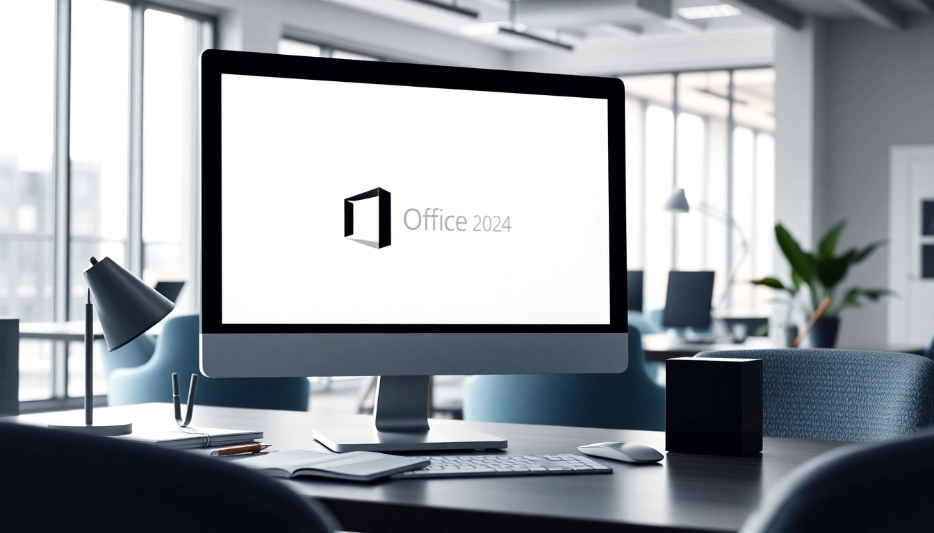 Office 2024 Professional Plus günstig erwerben in einem modernen Büro mit hellem Licht.