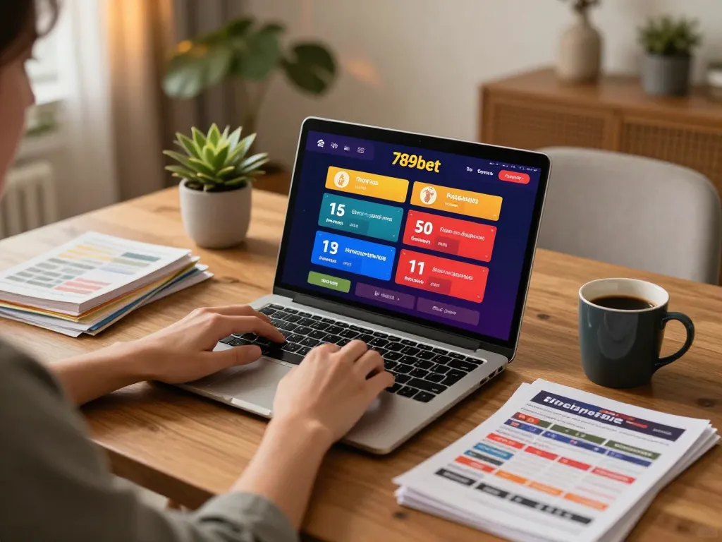 Explore the 789bet đăng ký experience with a cozy online gaming setup on a dining table.