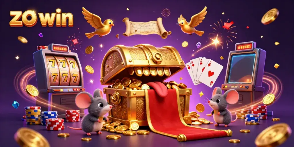 Engage with the thrilling world of zo win slots featuring colorful treasures, coins, and dynamic gaming elements.