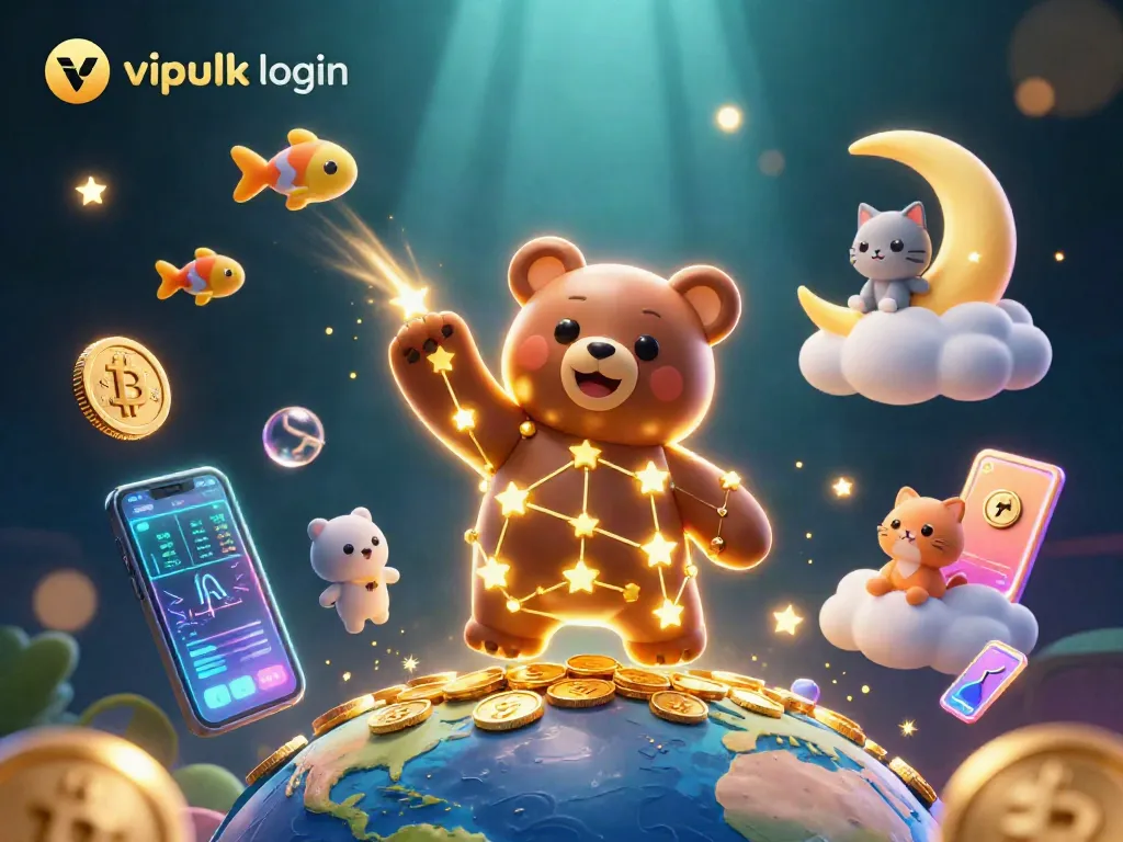 Engage with vipluck login for exciting casino adventures amidst golden starry visuals.